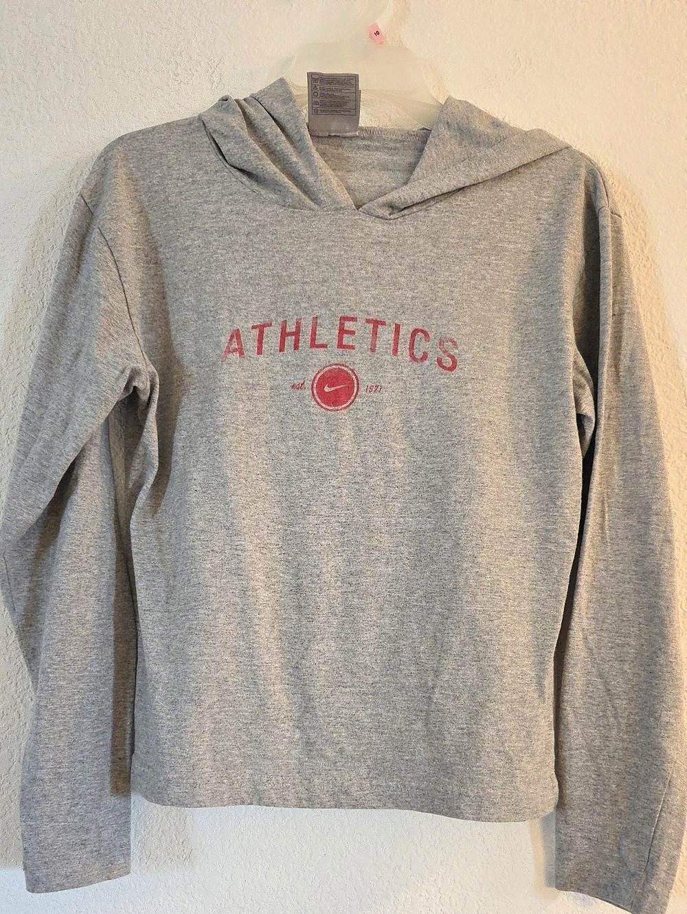 Nike Athletic Pullover Hoodie Gray Large